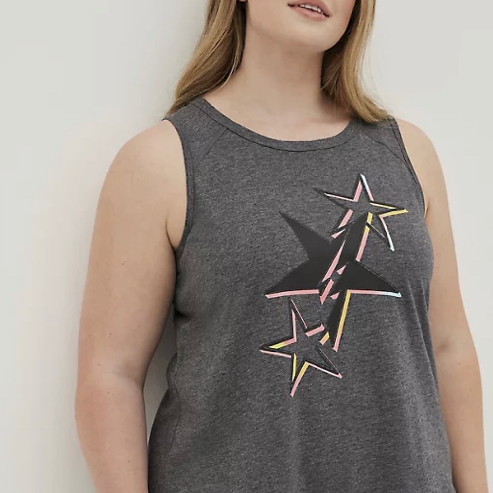 TORRID TANK - PERFORMANCE COTTON STARS GREY